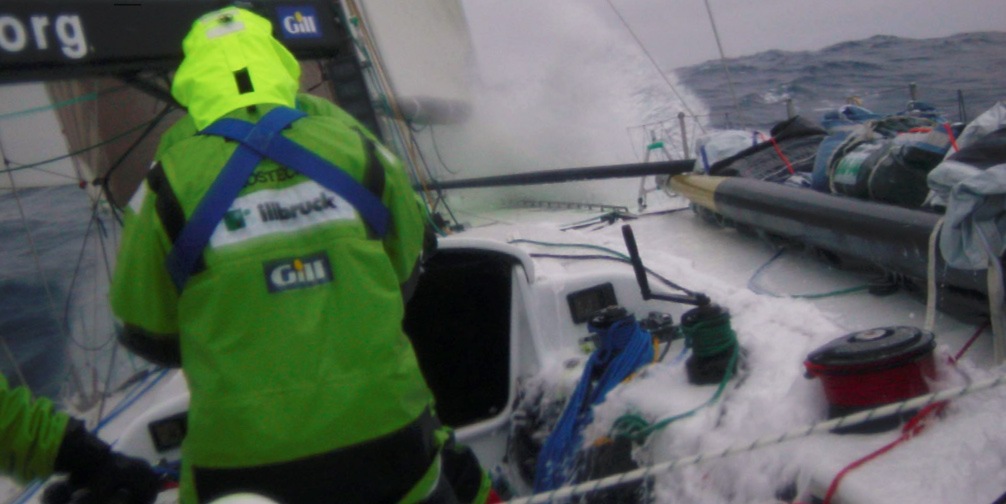 The Illbruck team on board in difficult weather wearing Gill apparel