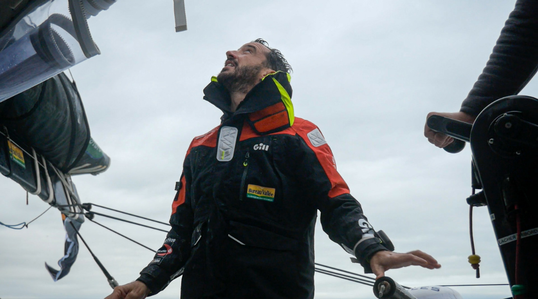 Wet conditions out on the open waters being faced by Louis Burton on the Vendee Globe 2020 – 2021.